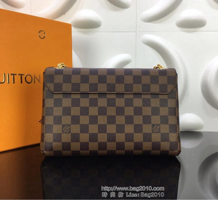 路易威登LV 頂級原單 N40108黑 SAINT PLACIDE手袋 Damier Ebène帆布 搭配小牛皮和優雅褶 金色鏈條單肩斜挎包  YDH2521